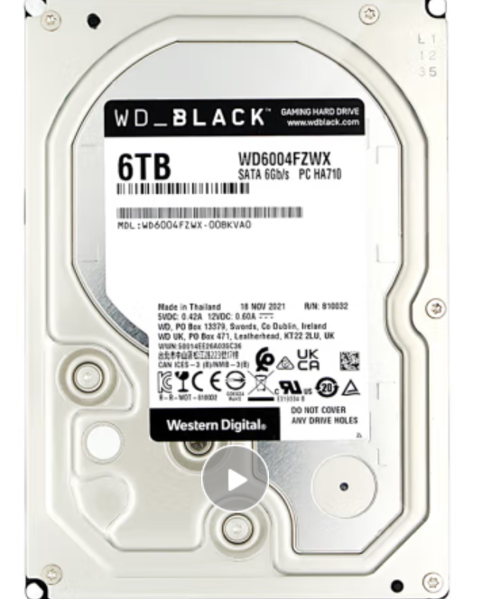 西部数据/WD WD6004FZWX 移动硬盘 6TB 机械硬盘 3.5英寸黑盘